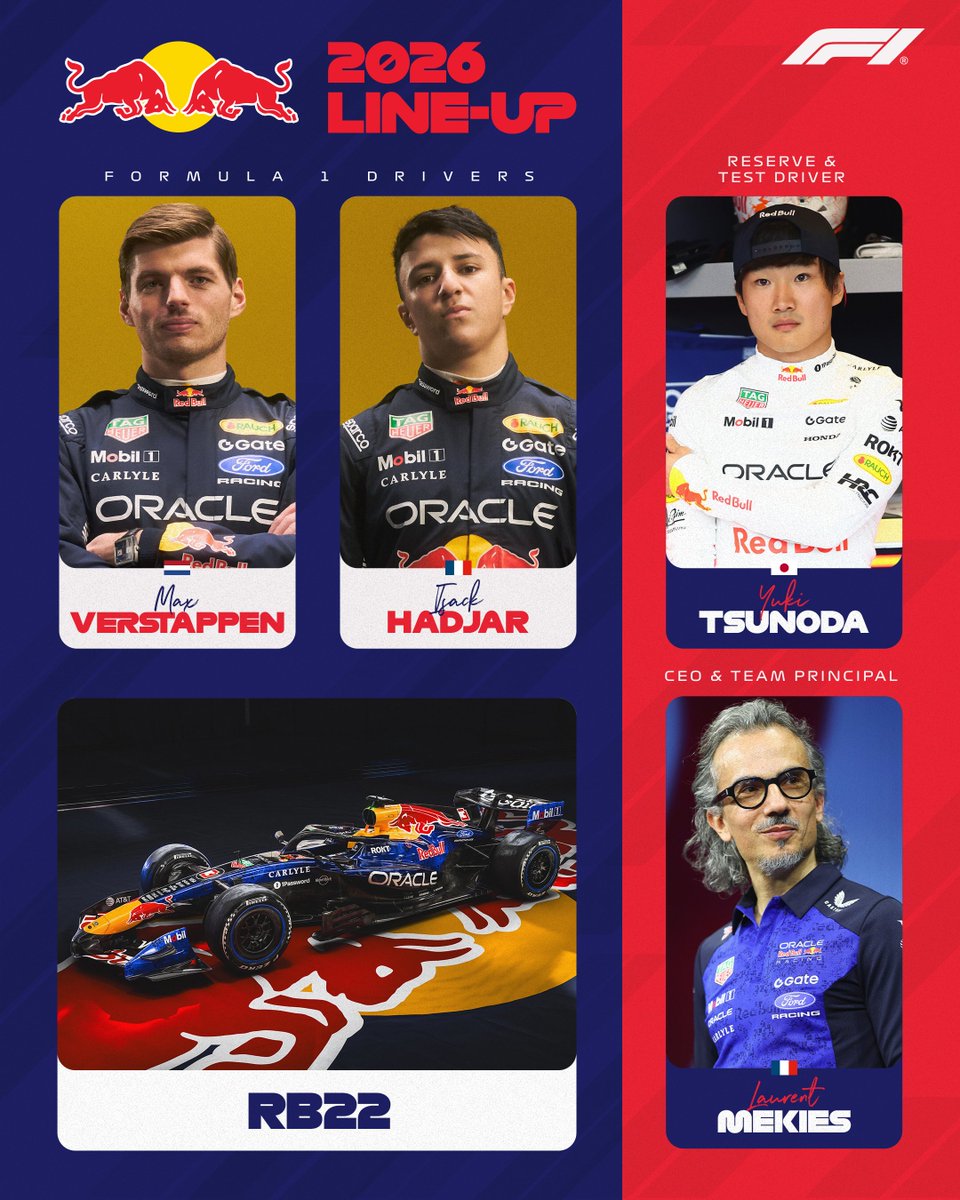 F1's tweet image. New power unit, new driver and new livery! 👊

Red Bull are locked in for 2026 🔐

#F1