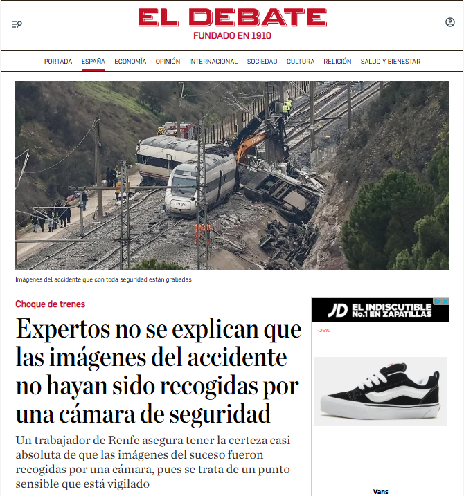 Tiene pinta que la grabación de las cámaras de la zona donde se produjo el accidente de Adamuz han seguido el mismo protocolo de protección de datos que realizó el Fiscal General con su móvil.