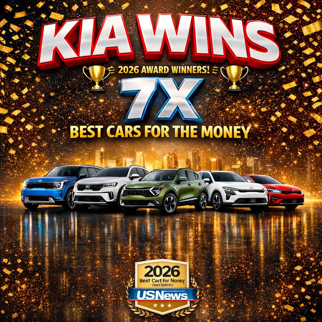 🏆 BIG NEWS! #Kia just took home 7 awards in the 2026 #BestCarsfortheMoney rankings! 🚗🎉 Check out the winners: bit.ly/4sS4Tgp 

Visit #BillDodgeKia to see what all the hype is all about 👉 bdag.info/4t1GKnI 

#KiaEV9 #KiaSorento #KiaSportage #KiaNiro #KiaK4
