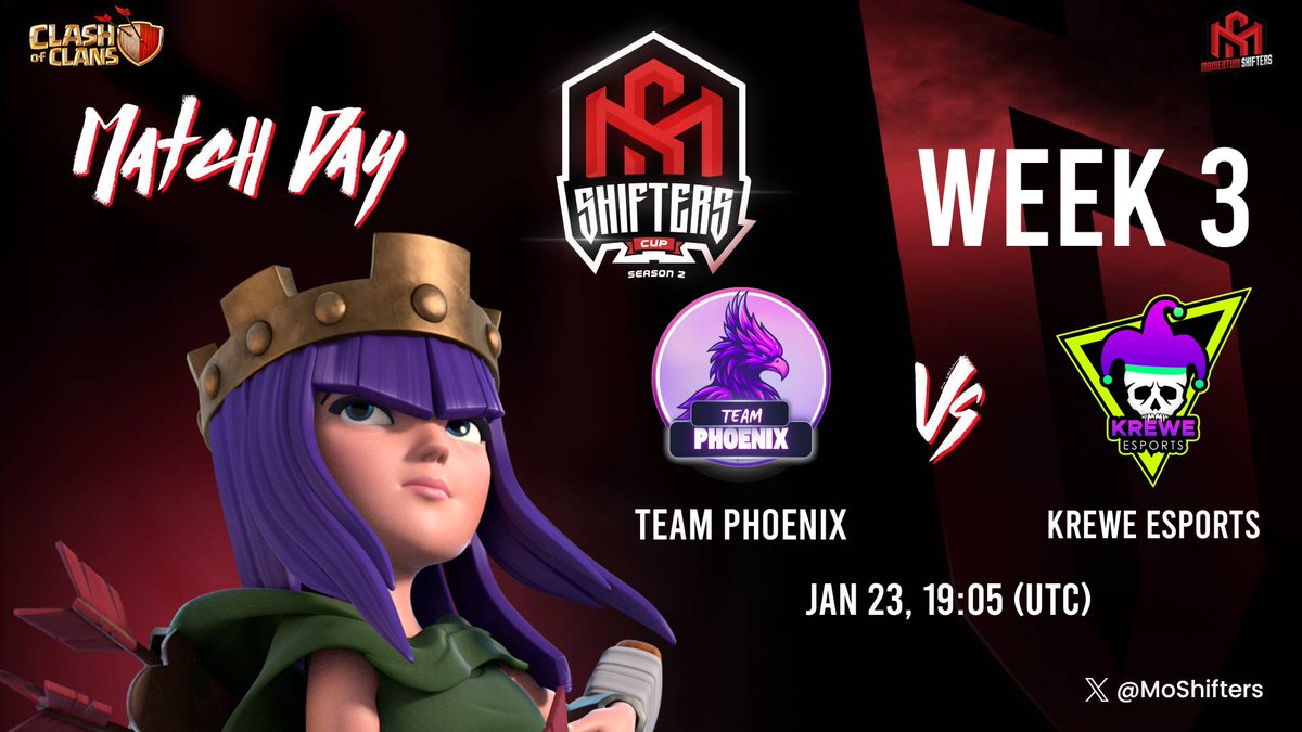 Week 3 of the Shifters Cup is here. Krewe is ready to give it their best and move forward🔥
⸻ ⋆★⋆ ⸻ 
🏆 Shifters Cup <a href="/MoShifters/">Momentum Shifters</a> 
⚔️ Krewe Esports vs Team Phoenix
📅 23-Jan, 2pm EST/19:00 UTC