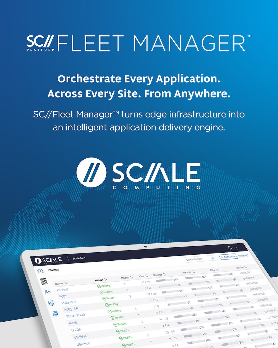 Smile_Global's tweet photo. Now available: Application Lifecycle Management in SC//Fleet Manager from @ScaleComputing. One-touch deployment, zero scripting, full version control. We’re excited to offer it—ask us how it works. 

🔗  https://t.co/Ef5HUtSYef
#EdgeComputing #ALM #SCFleetManager https://t.co/aKxa38vTG4