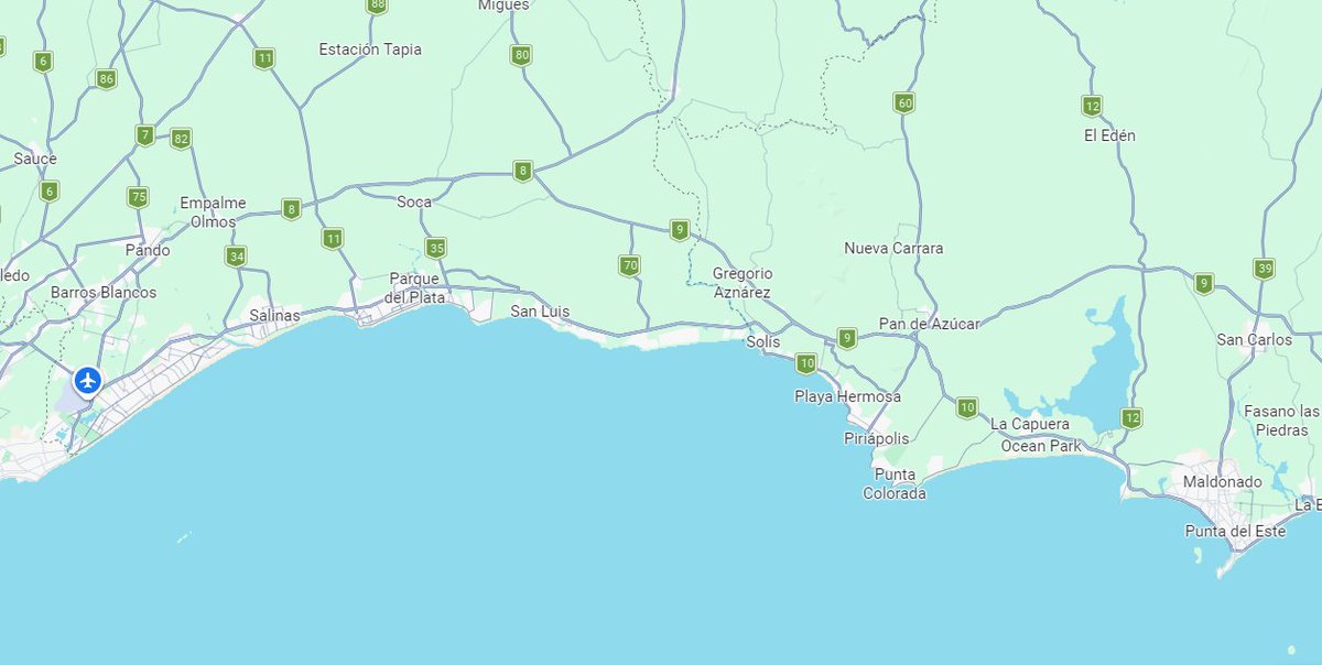 La Ruta Interbalnearia debe de ser convertida en la Autopista Interbalnearia, 100 Km sin interrupciones, semáforos, rotondas, limites de 120 Km/h como toda autopista, rápida y segura. 

Sin peajes intermedios, se cobra a la salida, costo en función de los Km usados.