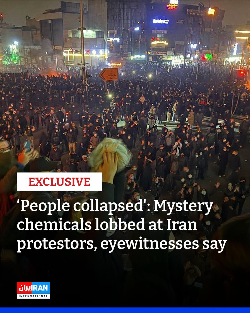 IranIntl_En's tweet photo. Iranian security forces deployed unknown chemical substances amid deadly crackdowns on protestors in several cities earlier this month, eyewitnesses told Iran International, causing severe breathing problems and burning pain.
https://t.co/inW4h6xp6C https://t.co/TAgrOaLKup