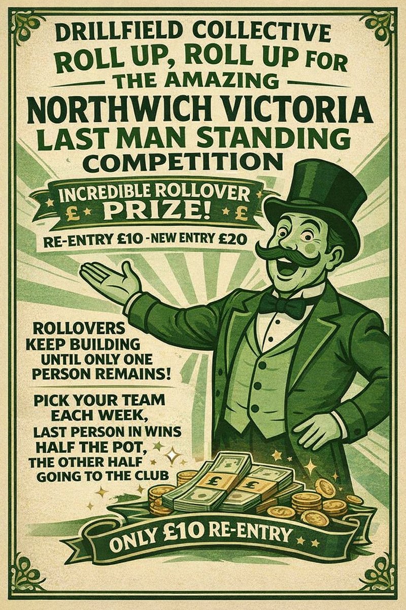 𝐖𝐄 𝐇𝐀𝐕𝐄 𝐀 𝐑𝐎𝐋𝐋𝐎𝐕𝐄𝐑!💰

The 'Last Man Standing' organised and hosted by <a href="/TheDrillfield/">The Drillfield Collective</a> has 'rolled over' and is now a minimum of a £200 prize fund!

𝐑𝐄-𝐄𝐍𝐓𝐑𝐘: £10
𝐍𝐄𝐖 𝐄𝐍𝐓𝐑𝐘: £20

𝐉𝐎𝐈𝐍 𝐇𝐄𝐑𝐄: shorturl.at/fX5yk

#Vics | #LastManStanding