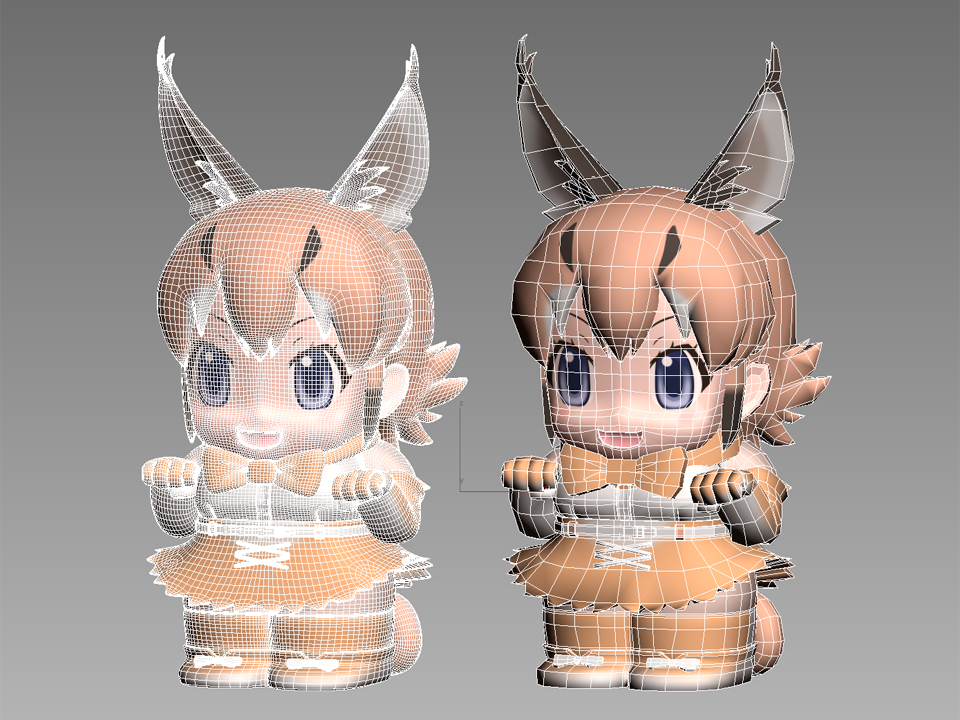 カラカル(けものフレンズ) 「四角フェース厳守とか知らんという感じのてきとうなローメッシュ」|kzhtwのイラスト