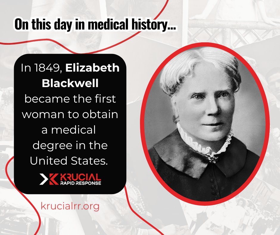 #OTD in 1849, Elizabeth Blackwell became the first woman to obtain a medical degree in the United States. Blackwell was inspired to pursue medicine by a dying friend who said her ordeal would have been better if she had a female physician.

➡️ ow.ly/tFTB50XRcFi