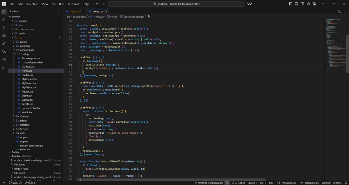 _a_m_i_t_1's tweet photo. Day 547 of #600DaysOfCode 

Deeply focused on the UI/UX for my YouTube clone today. Refined the video grid, improved the responsive layout, and polished the hover interactions for a more premium feel.

#BuildInPublic https://t.co/gBYqAFkfDd