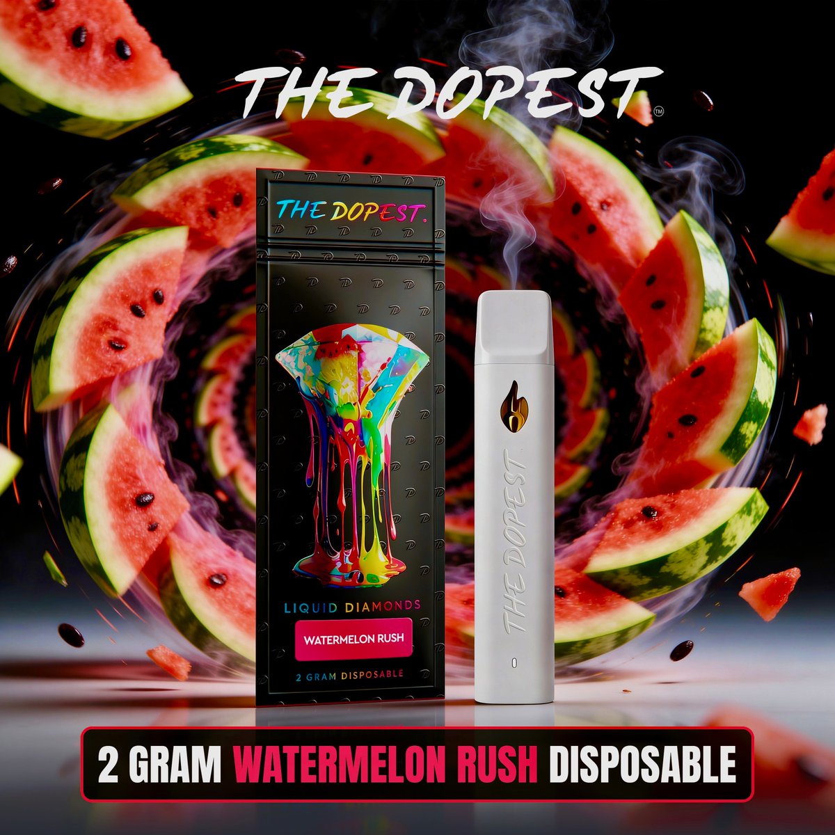 The_Dopest_Shop's tweet image. First up: WATERMELON RUSH 2g disposable.  In our newest white on white hardware, this watermelon flavor is on point.  #vape #disposable #watermelon