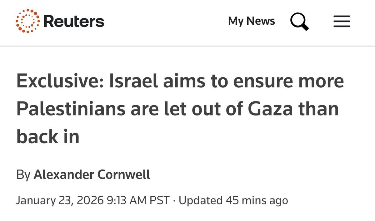“More Palestinians are let out of Gaza than back in”

What an insane way to describe ethnic cleansing <a href="/Reuters/">Reuters</a>.