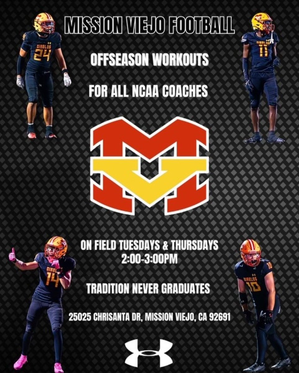 At <a href="/missionfootball/">MissionViejoFootball</a>, we have had a number of top programs already visit and thanks for stopping by. 
Any coaches, if you're in SoCal, you are welcome to visit. Our '27 class is loaded! Only three starters graduated from the O.