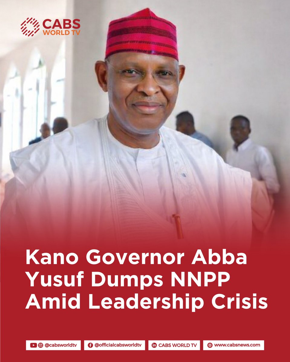 CABSWORLDTV's tweet photo. Kano Governor Abba Yusuf Dumps NNPP Amid Leadership Crisis

Photo Credit: Google

Kano State Governor Abba Kabir Yusuf formally resigned from the New Nigeria People's Party (NNPP) effective January 25, 2026, citing irreconcilable internal crises, leadership disputes, and protracted court battles eroding party cohesion. 

In a letter to his Diso-Chiranchi Ward chairman in Gwale LGA, Yusuf expressed gratitude for NNPP's platform since 2022 that propelled his election but lamented deepening divisions disenfranchising members and paralyzing operations at state and national levels. His spokesperson, Sunusi Bature Dawakin Tofa, confirmed the move followed exhaustive reflection prioritizing Kano's interests amid uncertainty hindering governance.

Yusuf's exit triggers a seismic realignment, accompanied by 21 Kano House of Assembly members, eight federal lawmakers, and 44 local government chairmen abandoning NNPP en masse—the single-largest defection in the party's brief history. 

Ward Secretary Hon. Kabiru Zubairu accepted the resignations gracefully, acknowledging Yusuf's stellar record in infrastructure renewal, healthcare expansion, education reforms, and economic initiatives while regretting the "lingering crisis" despite reconciliation efforts. The defections leave NNPP's Kano structure hollowed out, threatening its northern foothold post-2023 upset victory.

Observers anticipate imminent APC switch, mirroring NNPP founder Rabiu Kwankwaso's 2023 rift and aligning with Tinubu's consolidation ahead of 2027 amid Kano's perennial power flux. Yusuf reaffirmed commitment to peace and development, signaling continuity despite platform shift in Nigeria's most populous state.

Source: Vanguard NG