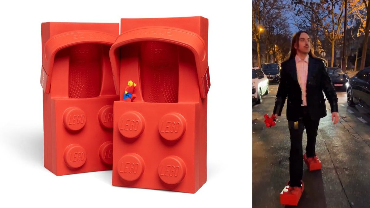 24_morelos's tweet photo. ¡CROCS Y LEGO SE UNEN! CONOCE LOS NUEVOS CROCS LEGO PORTÁTILES

El artista Tommy Cash presentó los #CrocsLEGO portátiles durante la #ParisFashionWeek, una propuesta que mezcla moda, diseño y cultura pop. 

Este llamativo calzado está pensado para quienes buscan piezas fuera de lo convencional. El modelo tendrá un costo aproximado de 150 dólares y ya genera conversación en el mundo de la moda internacional.