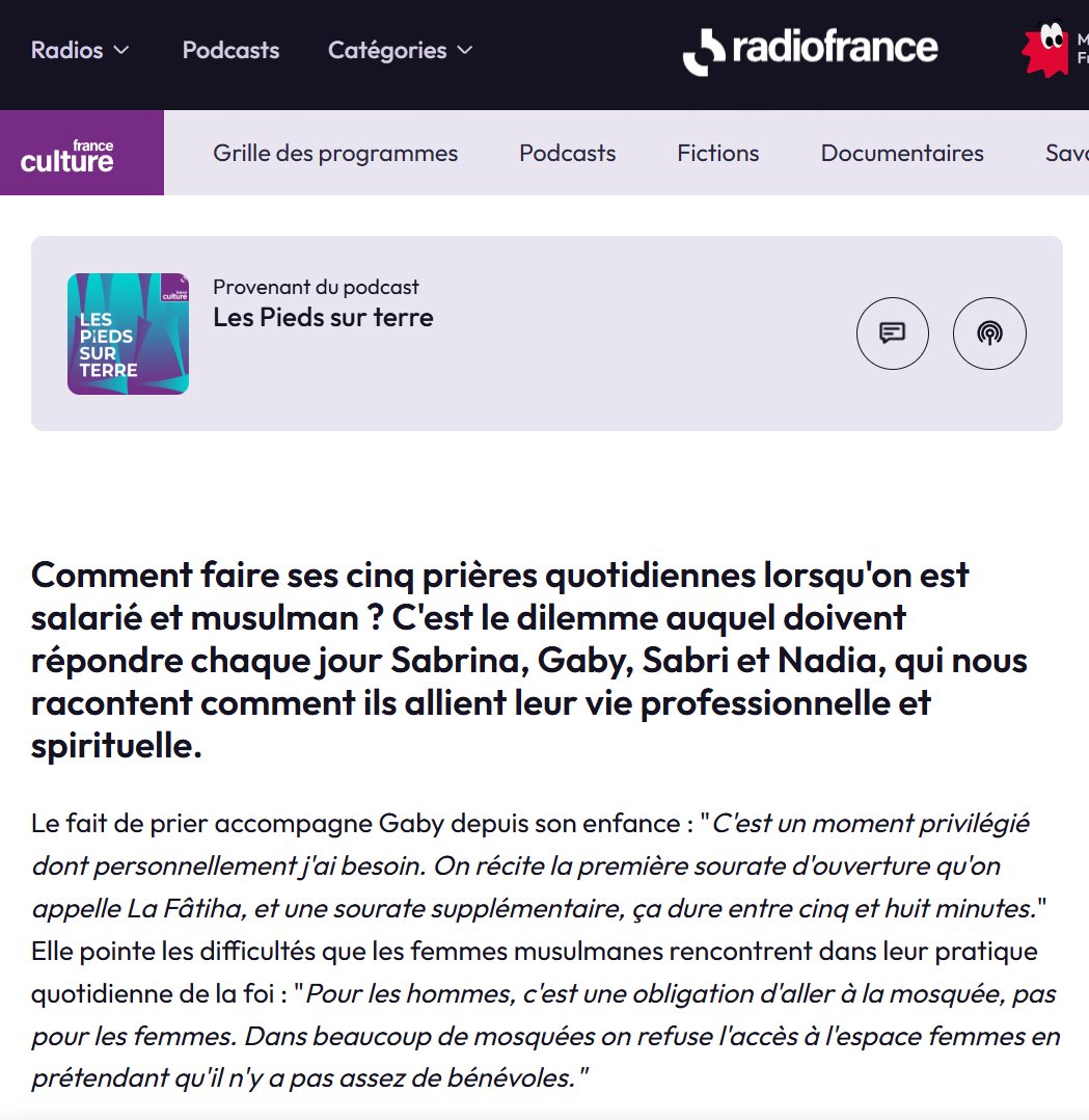 FrDesouche's tweet image. Sur France Culture, aujourd'hui : "Comment faire ses cinq prières quotidiennes lorsqu'on est salarié et musulman ?"