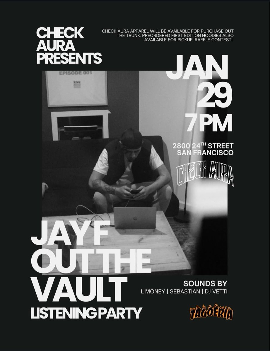 Catch me spinning next Thursday 1/29/26 @ Pop’s for the Jay F x Check Aura Listening Party 💿