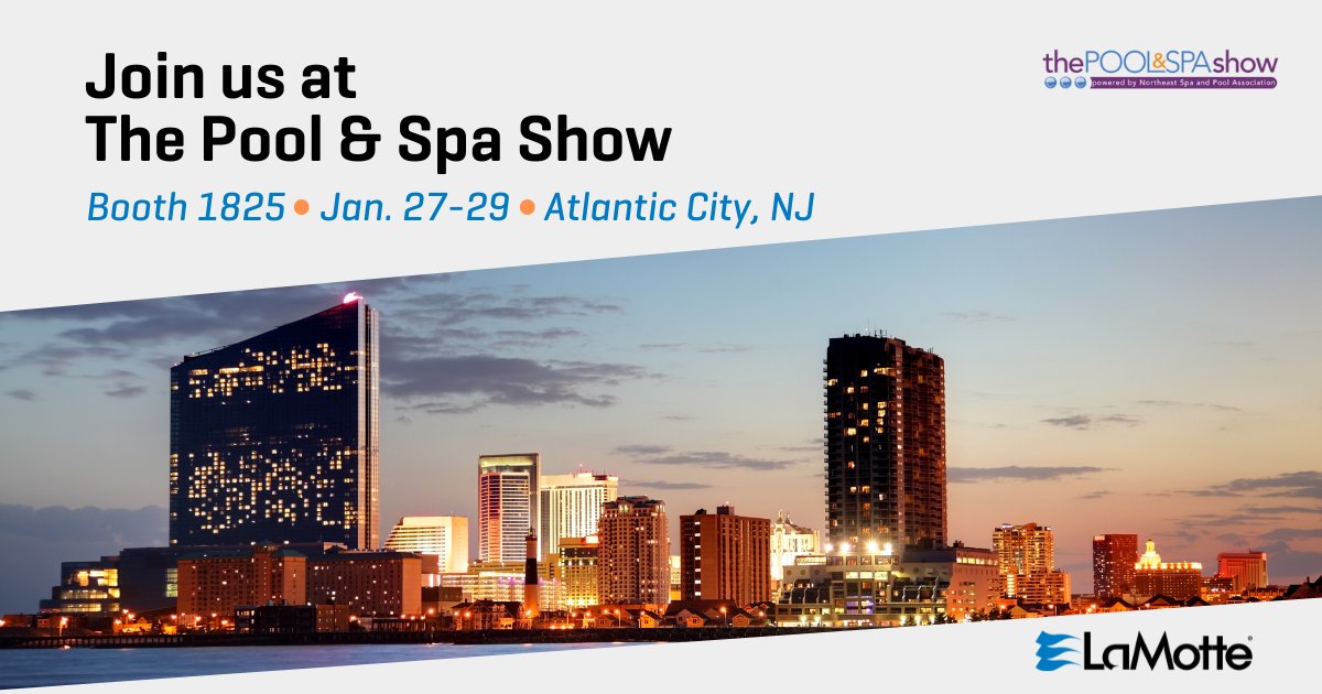 LaMotteCompany's tweet image. Discover innovative, precise, and easy-to-use pool and spa water analysis solutions built for trustworthy performance. 

Join us in Atlantic City, NJ on January 27-29 for The Pool &amp;amp; Spa Show, Booth: 1825!  

Explore our Pool &amp;amp; Spa solutions: lamotte.com/products/pool-… 

#poolandspa