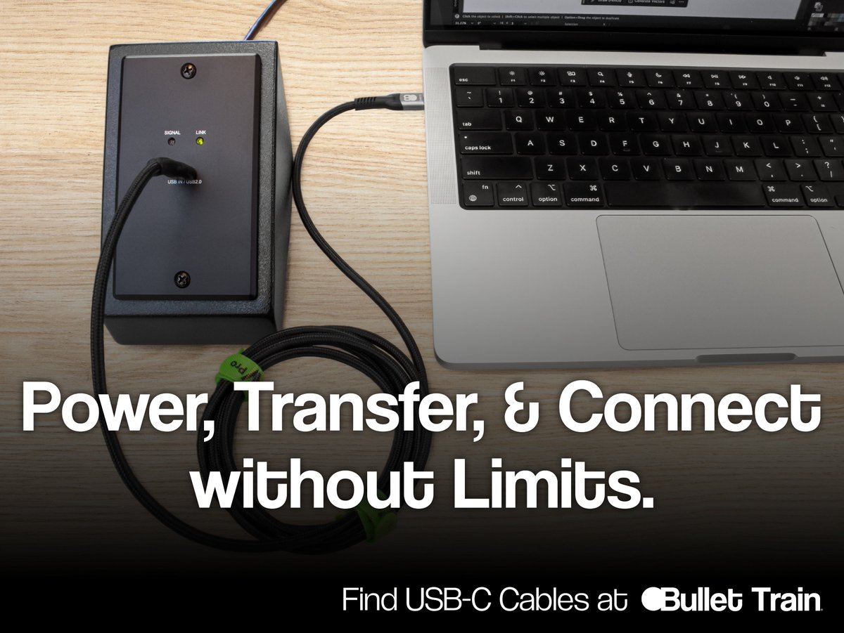 BulletTrainHDMI's tweet image. Power, transfer, and connect without limits. The Bullet Train USB-C to USB-C cable keeps your laptop, hubs, external drives, and accessories running at full speed.

Discover Bullet Train cables: avproglobal.com/collections/bu…

#BulletTrain #ChooChoo #USBCables #ProAV