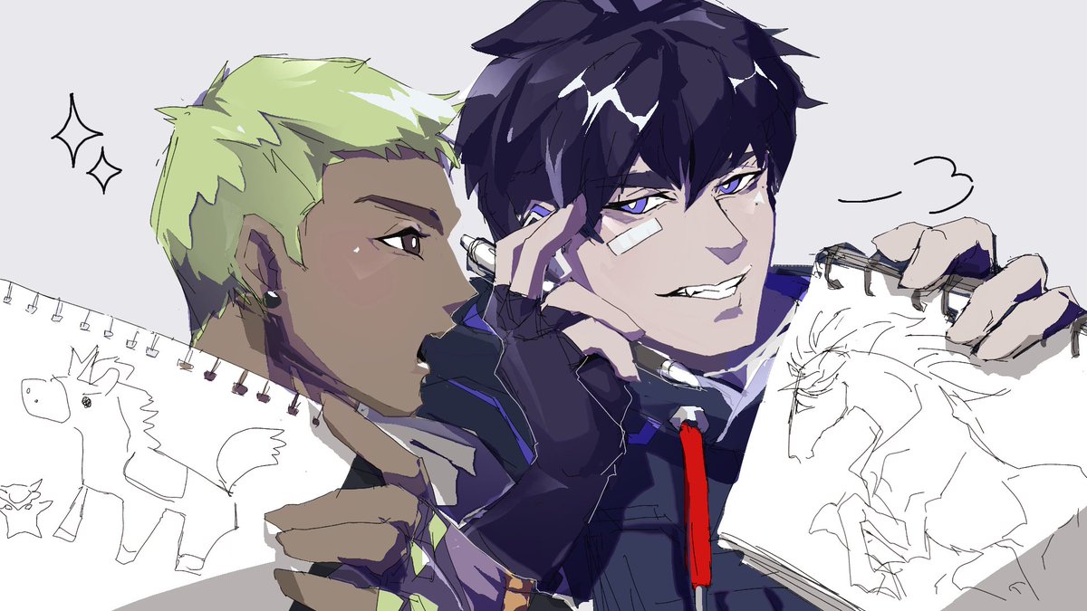 アイソは絵心があるらしい……
ゲッコーはこんな絵を描いてたらかわいいと思う！
 #isekko