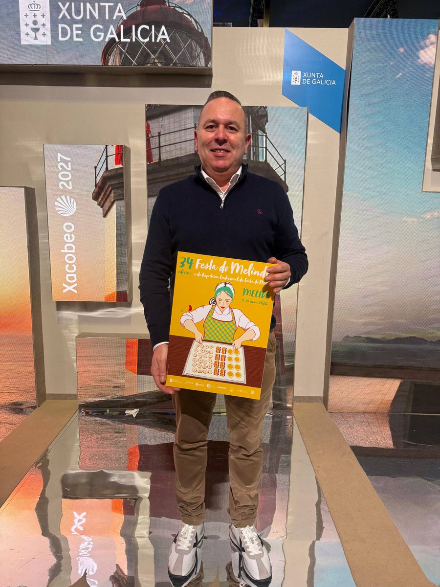 O Concello de Melide 𝗲𝘀𝘁𝗶𝘃𝗼 𝗽𝗿𝗲𝘀𝗲𝗻𝘁𝗲 𝗲𝗻 𝗙𝗶𝘁𝘂𝗿, a Feira Internacional de Turismo, un dos eventos máis importantes do sector a nivel mundial.
O concelleiro, Xosé Igrexas, participou na presentación do proxecto da Mancomunidade dos Concellos do Camiño Francés.