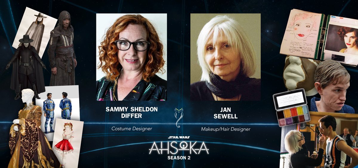 ✨The Designers of AHSOKA season 2✨

Sammy honoring the legacy of the late Shawna Trpcic &amp; Jan expanding character expression, I'm excited to see the work from these new members of the Star Wars family!

👘💄Sammy Sheldon Differ (Costumes), Jan Sewell (Makeup/Hair) <a href="/starwars/">Star Wars</a>