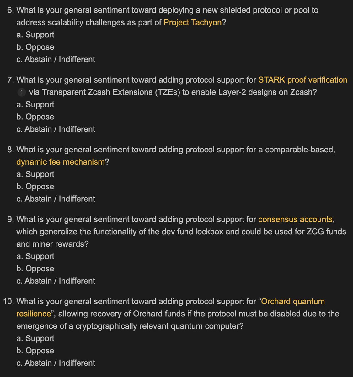Zcash folks, raising awareness: The questions for the upcoming  NU7 Sentiment Poll have been released on the forums.

forum.zcashcommunity.com/t/nu7-sentimen…