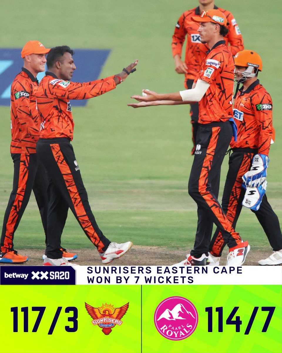 _im_kamalee's tweet photo. 4 seasons. 4 finals. 100% dominance.
SunRisers Eastern Cape arenโt just playing SA20 โ theyโre owning it.
Consistency, character, and championship mindset on repeat.
Take a bow, SEC. This is what a dynasty looks like. ๐๐ฅ
#BetwaySA20 #SECvPR
#SECvsPR https://t.co/s11BizZsAd