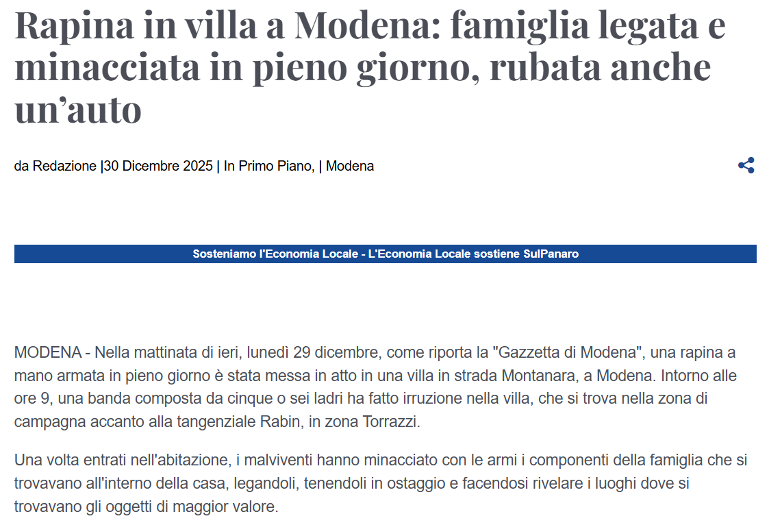 GiovanniZibordi's tweet photo. tre #rumeni sono entrati il 29 dicembre armati alle 10 di mattina di fianco a casa mia in campagna per fargli aprire la cassaforte. Hanno legato tutti con fascette, preso quello che hanno trovato. Come so che sono rumeni ? Perchè ho parlato con i vicini e glielo ha detto la polizia, che ha trovato l'auto in montagna e ha presente chi sono...
Mio cugino ci ha quasi rimesso la pelle qualche tempo fa quando due @moldavi con un SUV lo hanno centrato in pieno passando dritti dritti con lo stop ...
Sono stato dalla chirurgo per farmi fare l'ernia e mentre aspettavo c'era la storia sul Carlino dove lei aveva salvato in extremis un italiano che un @ukraino aveva accoltellato.
Gli Africani e nordafricani e pakistani sono peggio in media, ma anche tra quelli dell'Est Europa devi rimpatriare (salvo quelli con famiglia, figli e un lavoro)
G.Zibordi