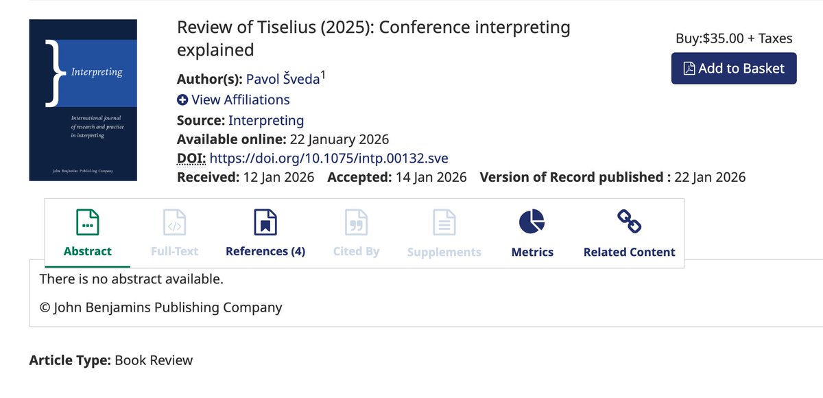 Interpreting / Journal of Interpreting Studies tweet media