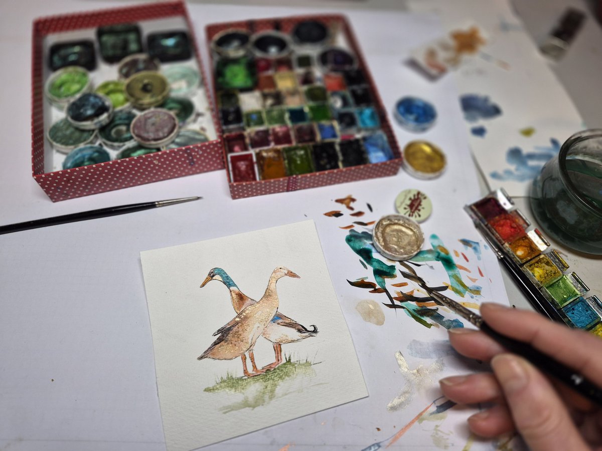 Die beiden waren eigentlich auch noch für den #klexadventskalender gedacht, das ging dann wegen des kurz vor Schluss dahingerafften PCs irgendwie unter. Heute mach ich diese #wandklex Laufenten aber shopfertig, hier schon mal ein #workinprogress.