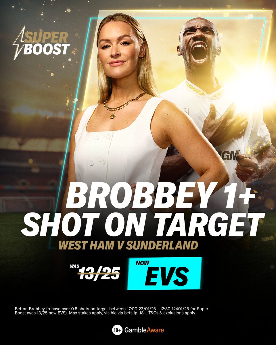 BetMGMUK's tweet image. 🎯 Brian Brobbey scored and registered two shots on target last time out..

We're 𝗦𝗨𝗣𝗘𝗥 𝗕𝗢𝗢𝗦𝗧𝗜𝗡𝗚 him to have one vs West Ham to 𝗘𝗩𝗘𝗡𝗦 🚀

Add to slip 🔗 betmgm.uk/4pO5Tze

#SuperBoost #WHUSUN #SAFC