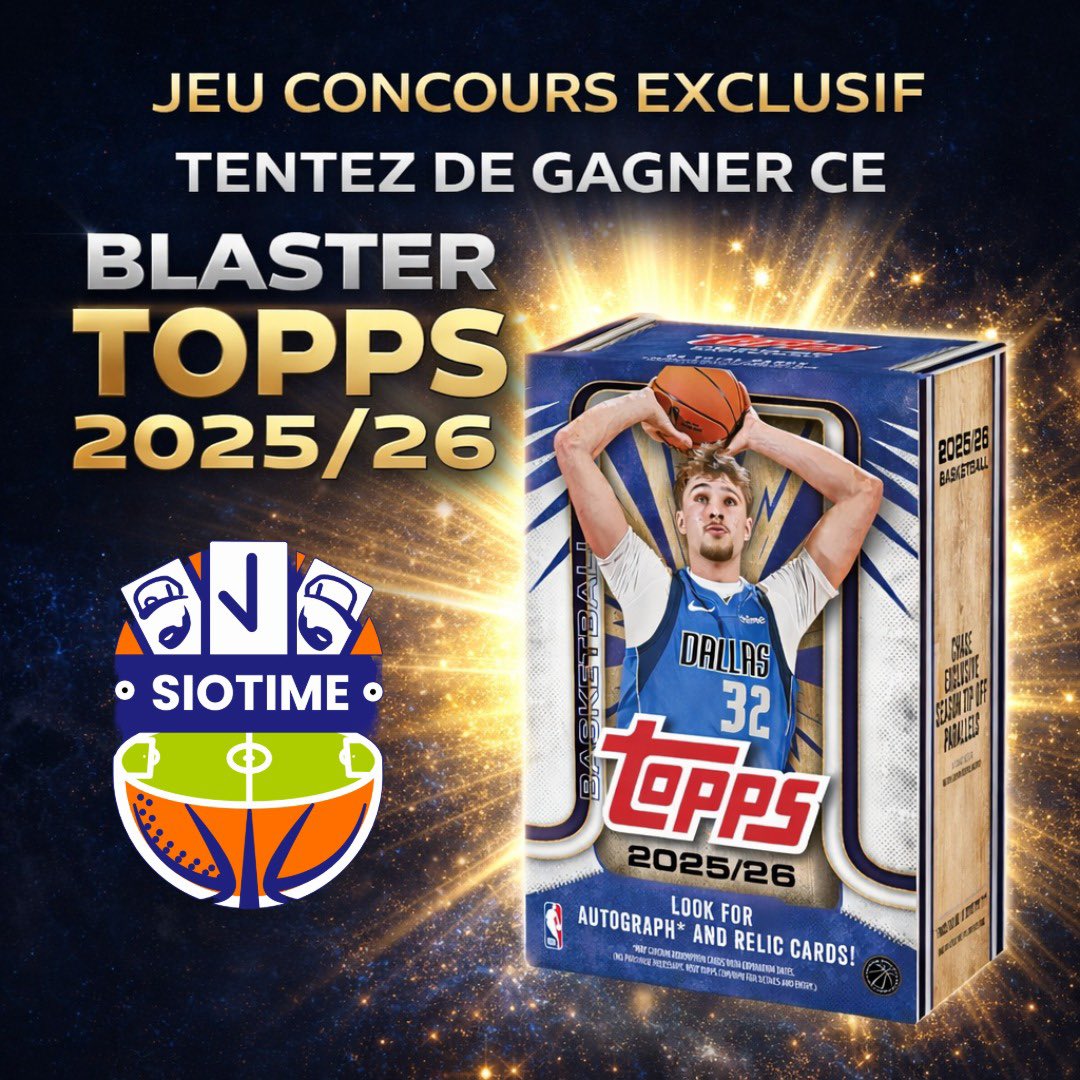 🎉 JEU CONCOURS INSTAGRAM / X 🎉

Pour fêter cette nouvelle année,et la démarrer en beauté, on vous fait gagner un blaster Topps Flagship 2025-2026! 🎉🏀

⬇️⬇️ Conditions pour participer en commentaire