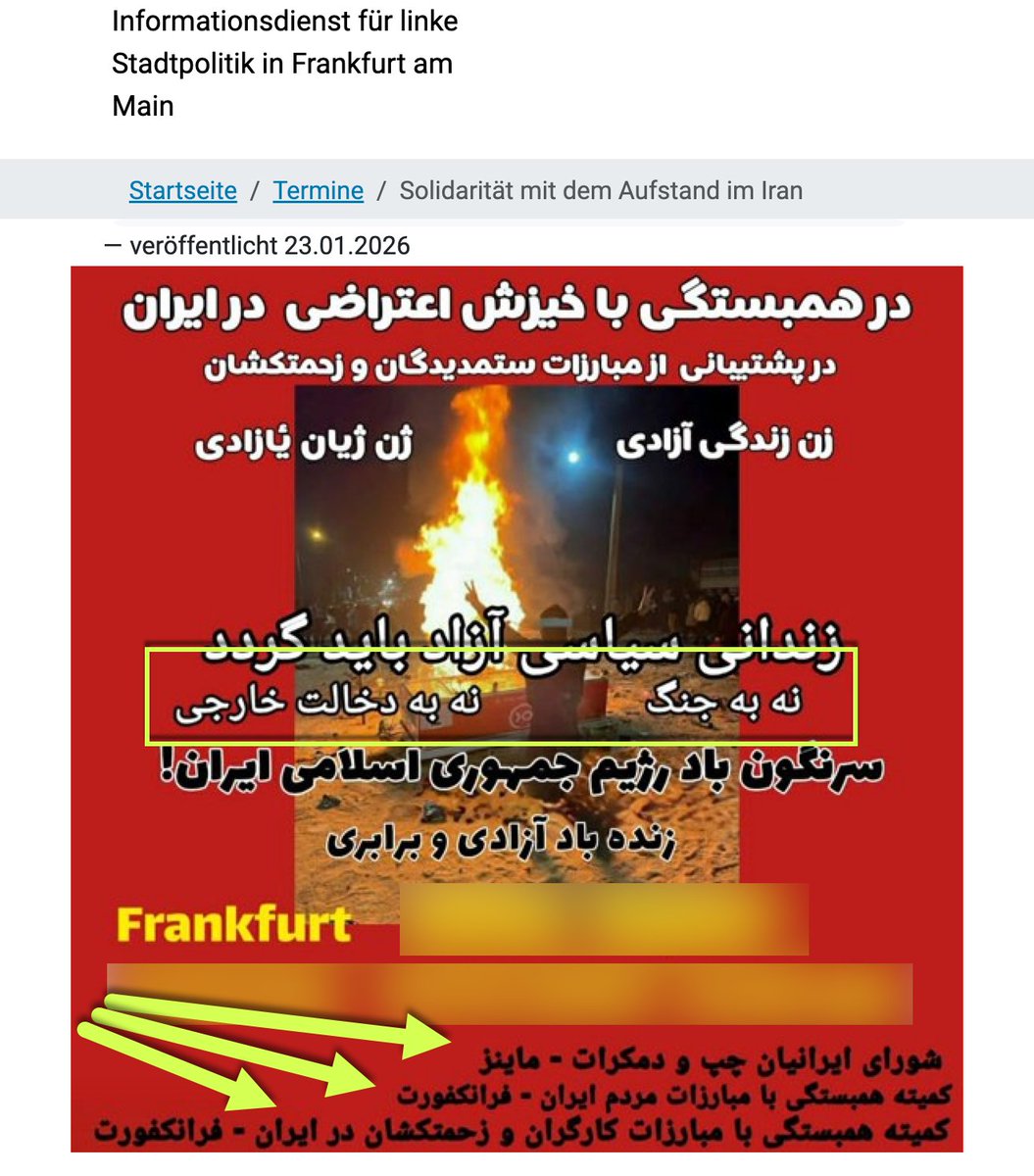 netvand's tweet image. چپ‌های بیشرف فرانکفورت👇
- نه به جنگ: آری به کشتار ملت ایران
- نه به دخالت خارجی: آری به قتل‌عام مردم بی‌دفاع ایران👇
#IranMassacre