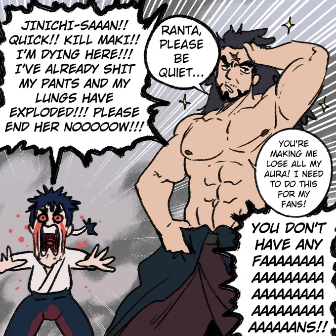 Toji's brother aura farming while Ranta is giving his own life just to hold Maki for 2.1 seconds 