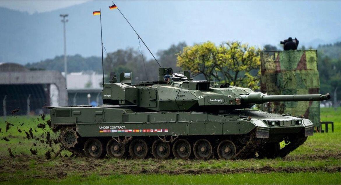 Steeled247's tweet photo. @DefenceU AFU should get some for combat testing soon.The integrated active protection system EuroTrophy (Trophy-APS), which is designed to destroy incoming missiles and projectiles before impact, should finally put an end to 🇷🇺Lancet and Co. https://t.co/b8OQLnVBQ3