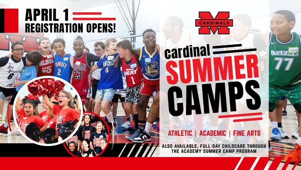 Save the date: Registration opens April 1 for Cardinal Summer Camps! Join us for an unforgettable summer full of energy, learning, and Cardinal joy!