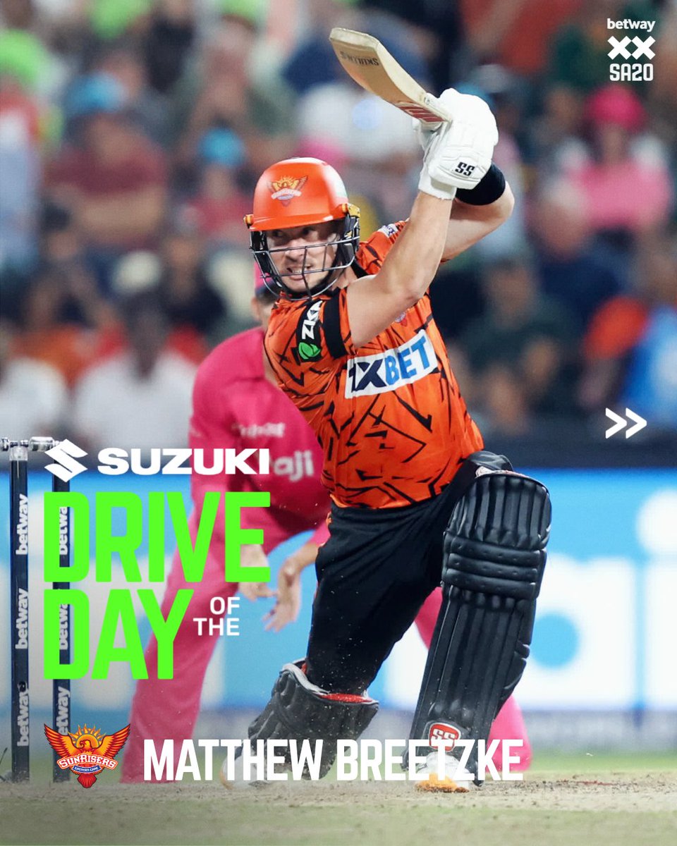 SA20_League's tweet photo. Matthew Breetzke was in full attack mode to bag the @Suzuki_ZA Drive of the Day! Chef’s Kiss.🤌

#BetwaySA20 #SECvPR #WelcomeToIncredible https://t.co/CdgAWHP9dN