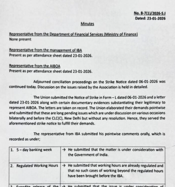 ElonUncleSays's tweet photo. Any Banker interested to comment on the reply by IBA for the point no. 2, which I reiterate as under- 

Regulated Working Hours - IBA Replied that the working hours are already regulated and that no such cases of working beyond the regulated hours have been brought before the IBA.

Why Union Leaders attending the meeting go there with prepared Data !

Even BIOMETRIC ATTENDANCE Time Out will contradict with IBA submissions.

I urge every bankers to not forget marking TIMEOUT every time you leave.

Please share my message to all banker's fraternity.
@kmarkri @idesibanda @alashshukla