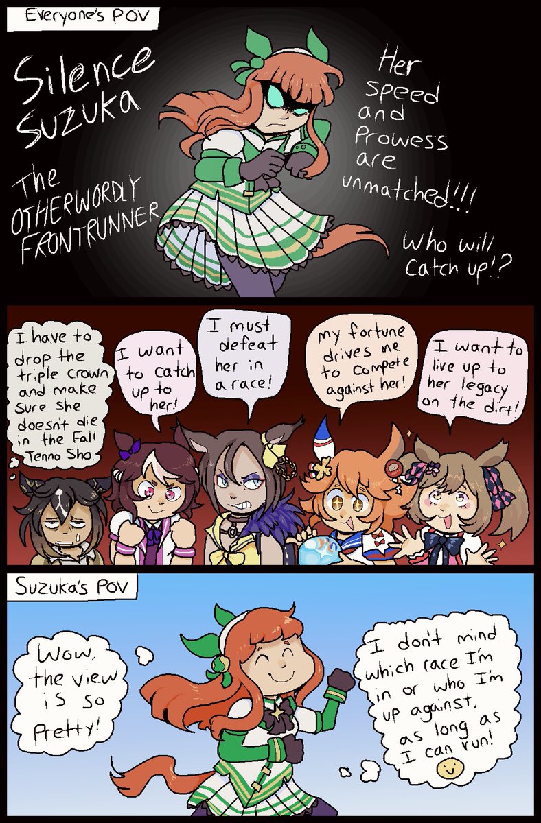 I think it's funny how literally everyone reveres Suzuka like a god yet she's just a sweet silly dog who wants to run
#umamusume