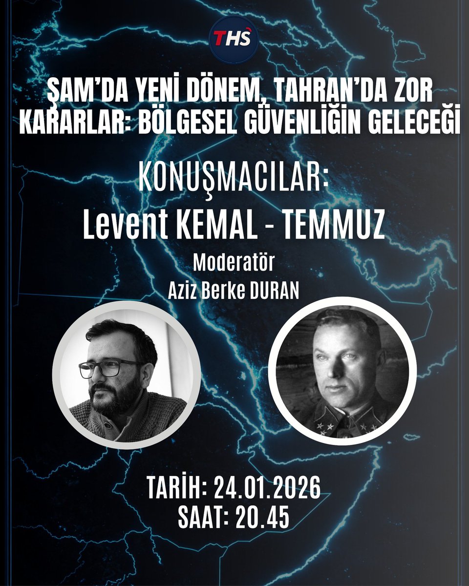 🎙️ THS ÖZEL | “Bölgesel Güvenliğin Geleceği”

💬 Konuşmacılar: Levent Kemal (<a href="/leventkemaI/">Levent Kemal</a>) &amp; It Col Temmuz (<a href="/temmuz1919/">lt col temmuz</a>) 

📺 THS Haber (<a href="/thshaber/">THS Haber</a>) 
⏰ Saat: 20:45