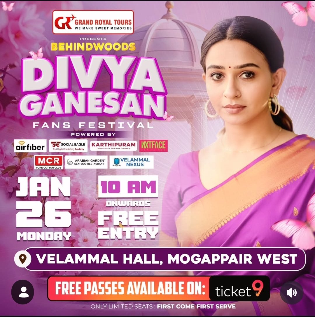 kotterwerr's tweet photo. Appathaa Craze is never ending 💥

Come and join #DivyaGanesh𓃶 fans festival to celebrate our Fiery Queen 👑 

Date: Jan 26
Time: 10 am
Venue: Velammal Hall, Mogappair West

#BiggBossTamil9 #Divya https://t.co/h6LRrY5hmh