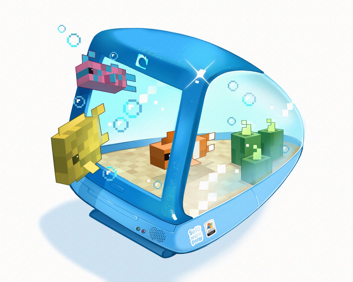 softwarep0ny's tweet image. some previous minecraft arts im still in love with 🌊 i should really do more