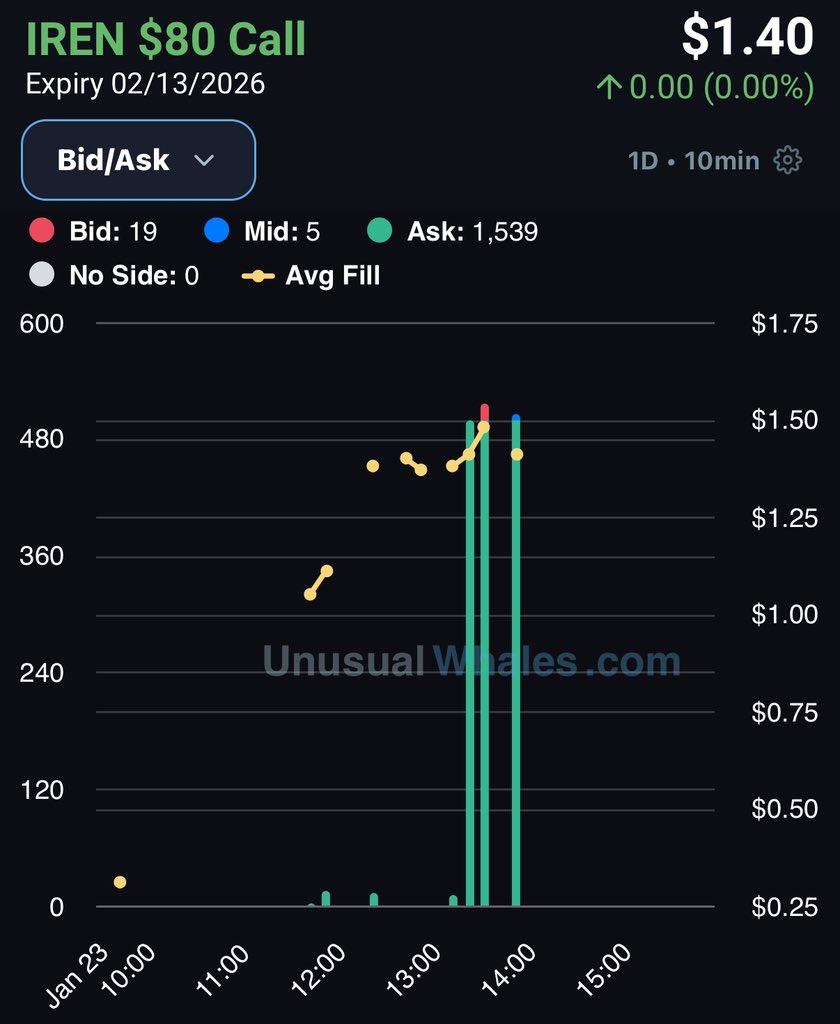 IREN - $223K Call buyer. 40% OTM