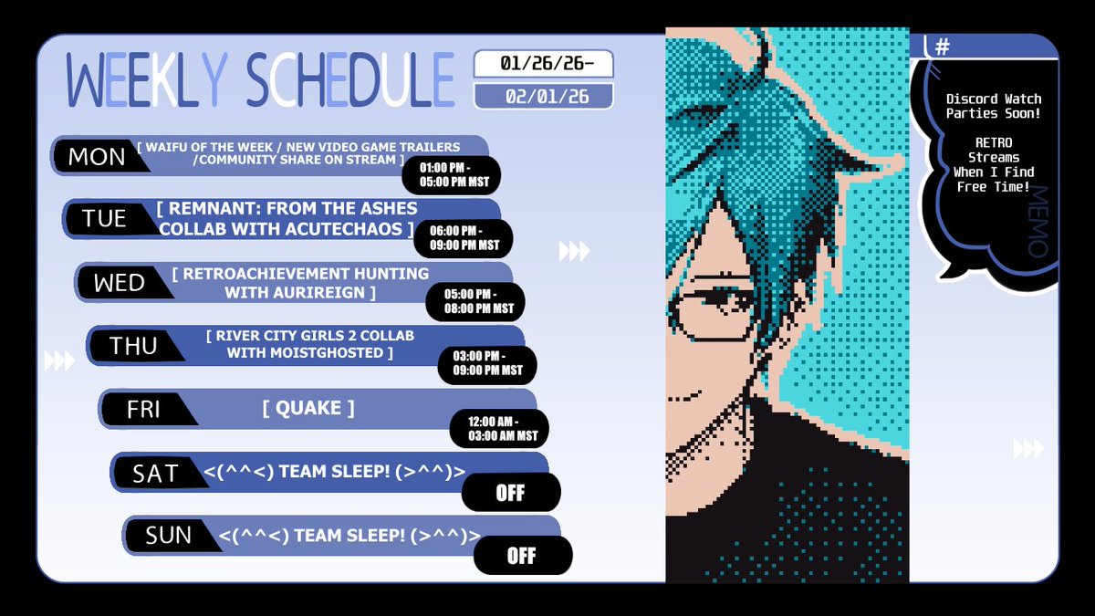 sin_static's tweet image. My stream schedule for this upcoming week!
(01/26/26 - 02/01/26)
kick.com/whispersinstat…
twitch.tv/whispersinstat…

Took a bit of an unplanned out of town trip last week so still trying to get caught up again with everyone- sorry for all the trouble DX

#Vtubers #KickStreaming