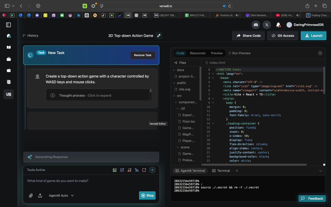 richh_rodd's tweet image. Building a top-down action game on Verse8 feels surprisingly seamless.
From WASD movement to mouse-driven combat, the workflow turns ideas into playable logic fast — no friction, just creation.

#ROM #ROMonCROSS #CROSS #CROSSPLAY #GameChain