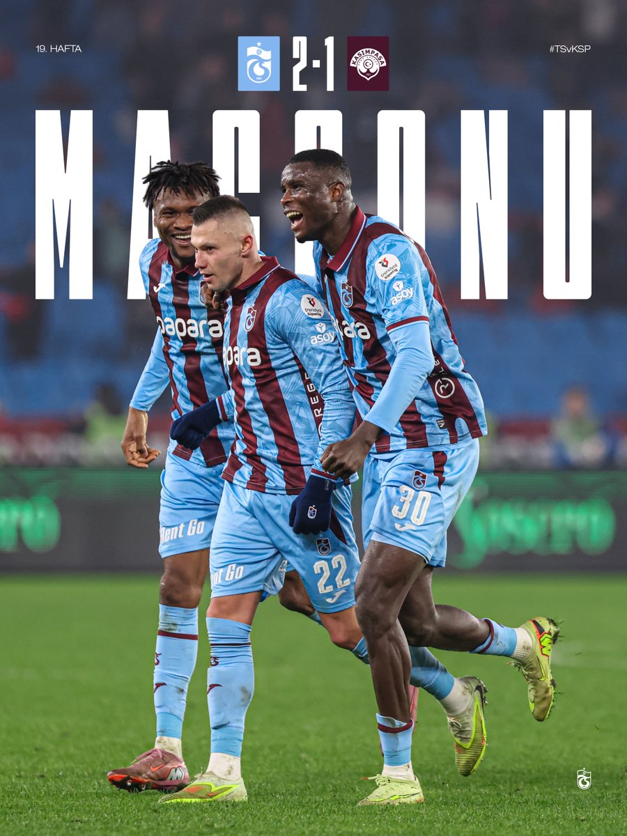 ⏱ 90’ Karşılaşma sona erdi.

Trabzonspor 2-1 Kasımpaşa #TSvKSP