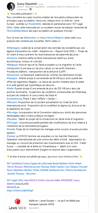 Redaclegis's tweet photo. Pour connaître les sujets incontournables de l'#actualitéjuridique dans les principaux pays européens, retrouvez, chaque mois, la veille en "zone #Europe", publiée sur @LexisVeille, réalisée en partenariat avec l'@ISITLegalClinic! @LexisNexisFr https://t.co/HOg0o2VSDW