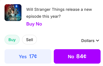 arbdeskio's tweet photo. Prediction markets arbitrage opportunity 🚨

Market: Stranger Things new episode in 2026?
⚡ ROI: +5.3%
@Polymarket: Buy YES (11¢)
@Kalshi: Buy NO (84¢)

Escaping the Upside Down with a guaranteed win. https://t.co/5C9X5771tY