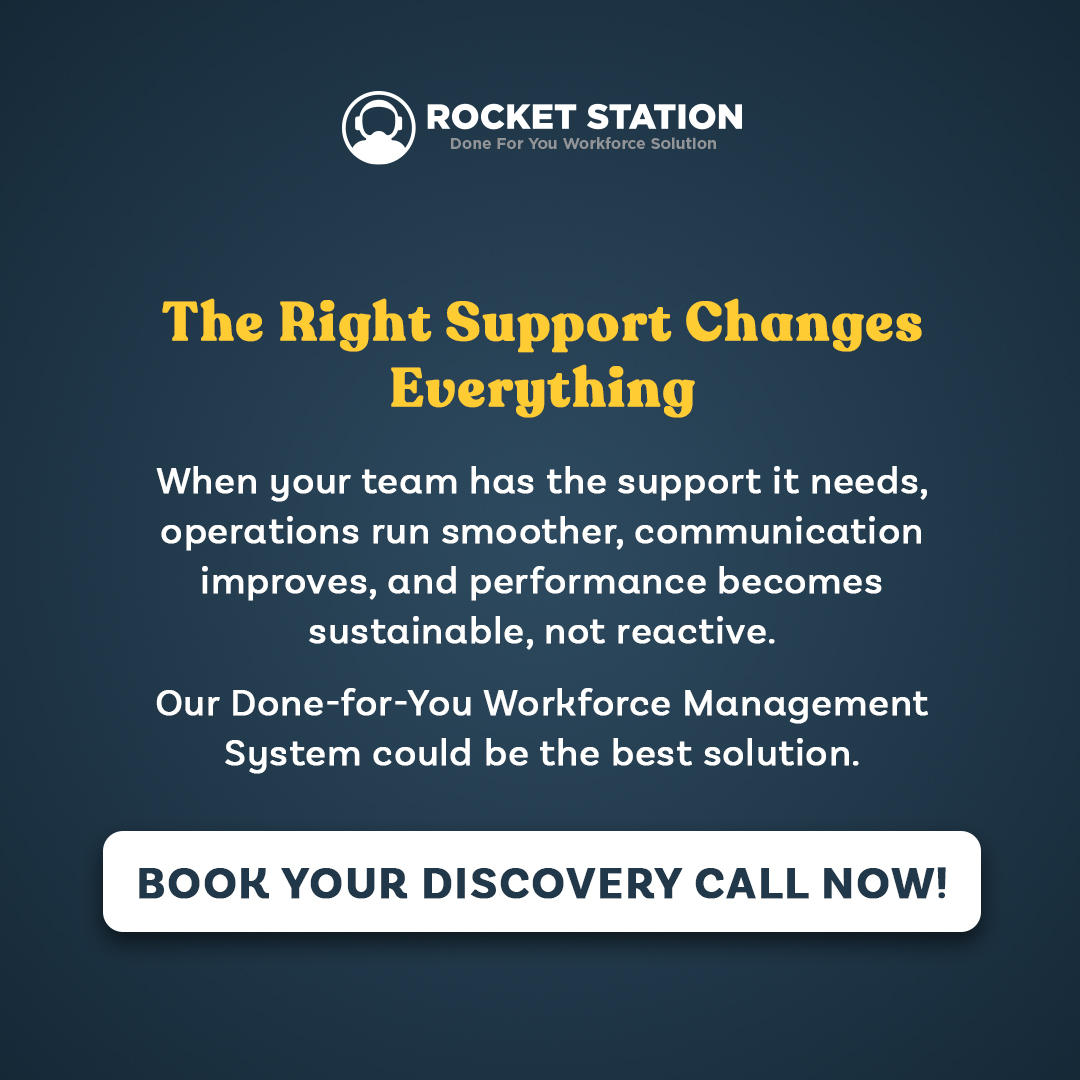 RocketStationVA's tweet photo. The right support shouldn’t feel like a stopgap. It should integrate seamlessly into your workflows, systems, and team culture, reducing friction while delivering consistent, measurable results.

Book your FREE discovery call today using this link: https://t.co/9cd3U8WiR1 https://t.co/RawnPnbJYS