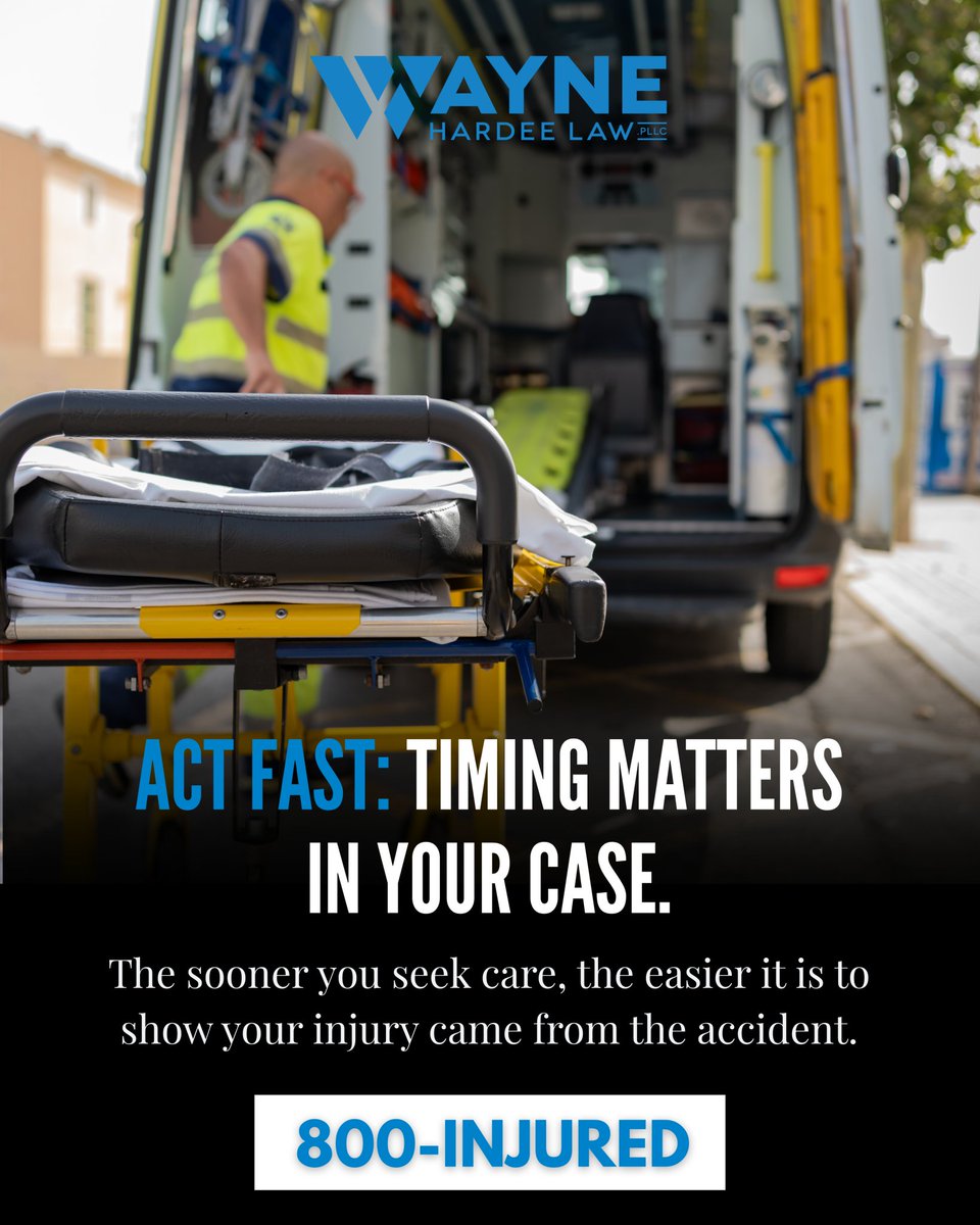 HardeeWayne's tweet photo. Timing matters in your case. ⏱️
The sooner you get medical care, the easier it is to show your injuries came from the accident — and the stronger your case becomes.
Don’t wait. We’re here to help.

📞 800-INJURED

#ActFast #InjuryLaw #WayneHardeeLaw #CarAccidentHelp #NCInjury https://t.co/lROKSwYxD4