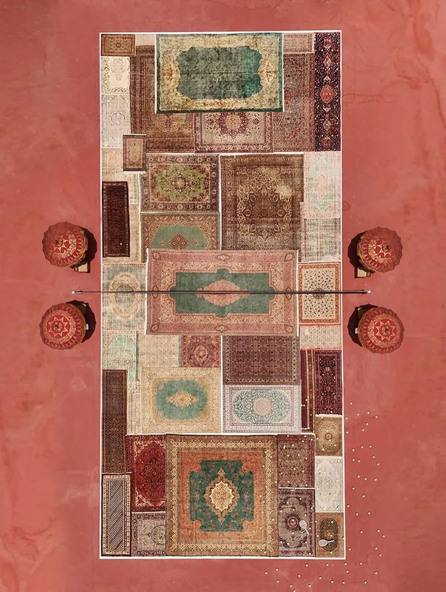 pamvonhadder's tweet image. in awe of this tennis court made entirely of rugs by jaipur rugs