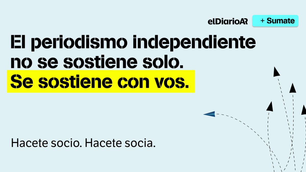 🤚🏼 La independencia editorial empieza por algo muy concreto: la posibilidad de financiarnos sin condicionamientos.

Tu apoyo nos permite hacer periodismo comprometido, riguroso y valiente.

Sumate y ayudanos a sostener este trabajo 👇🏼
usuarios.eldiarioar.com/hacete_socio/